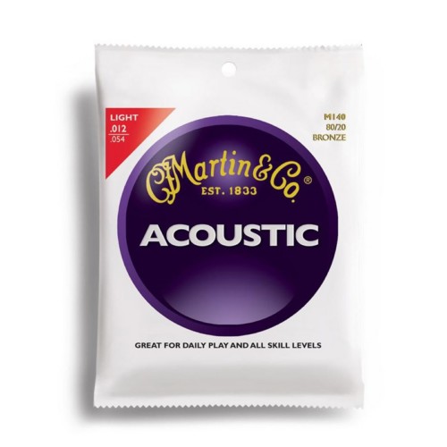 Martin M140 Traditional 80/20 Bronze Acoustic Light 12-54 3 Pack Martin M140 Traditional 80/20 Bronze Acoustic Light 12-54 3 Pack